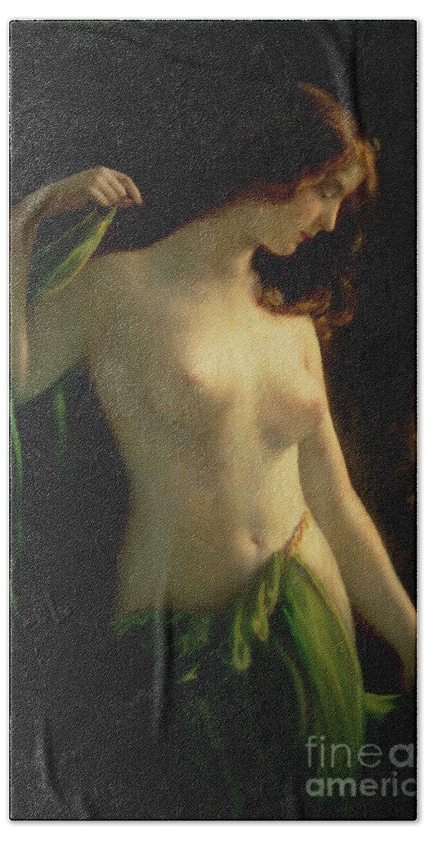Water Nymph Bath Towel featuring the painting Water Nymph by Otto Theodor Gustav Lingner