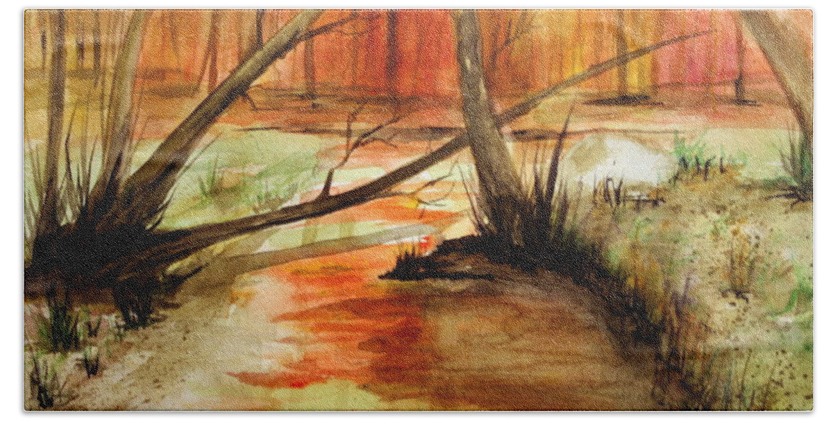 Landscape Bath Towel featuring the painting Watercolor Challenge by Julie Lueders 