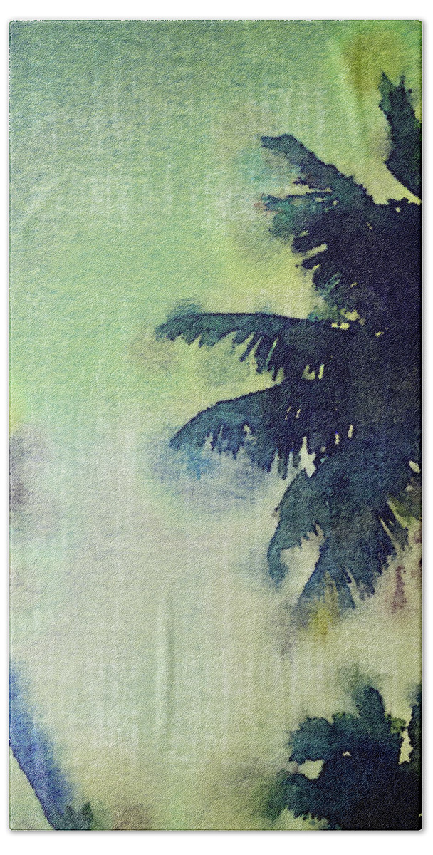 Coconut Tree Hand Towel featuring the digital art Watercolor Coconut Tree Tropical Vintage Palm by Beverly Claire Kaiya