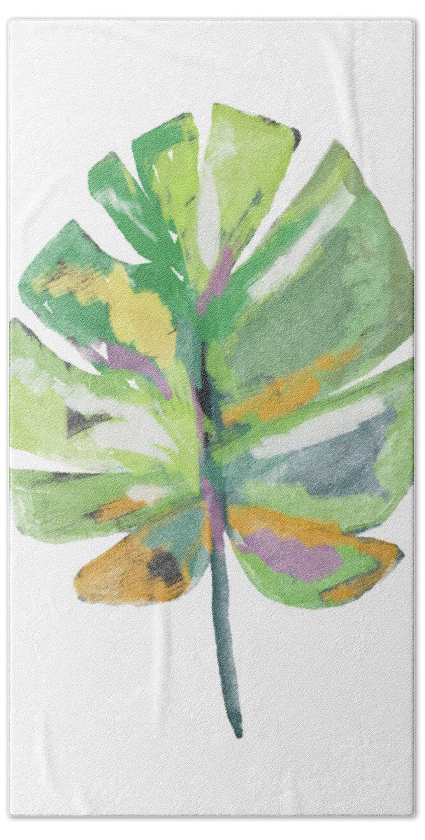 Leaf Hand Towel featuring the mixed media Watercolor Palm Leaf- Art by Linda Woods by Linda Woods