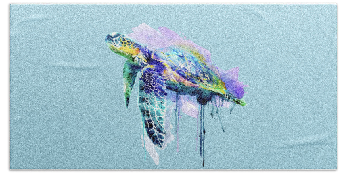 Watercolor Sea Turtle Bath Towel by Marian Voicu - Pixels