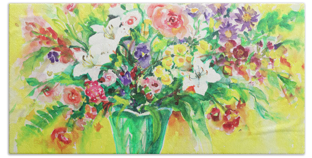 Flowers Bath Towel featuring the painting Watercolor Series 167 by Ingrid Dohm