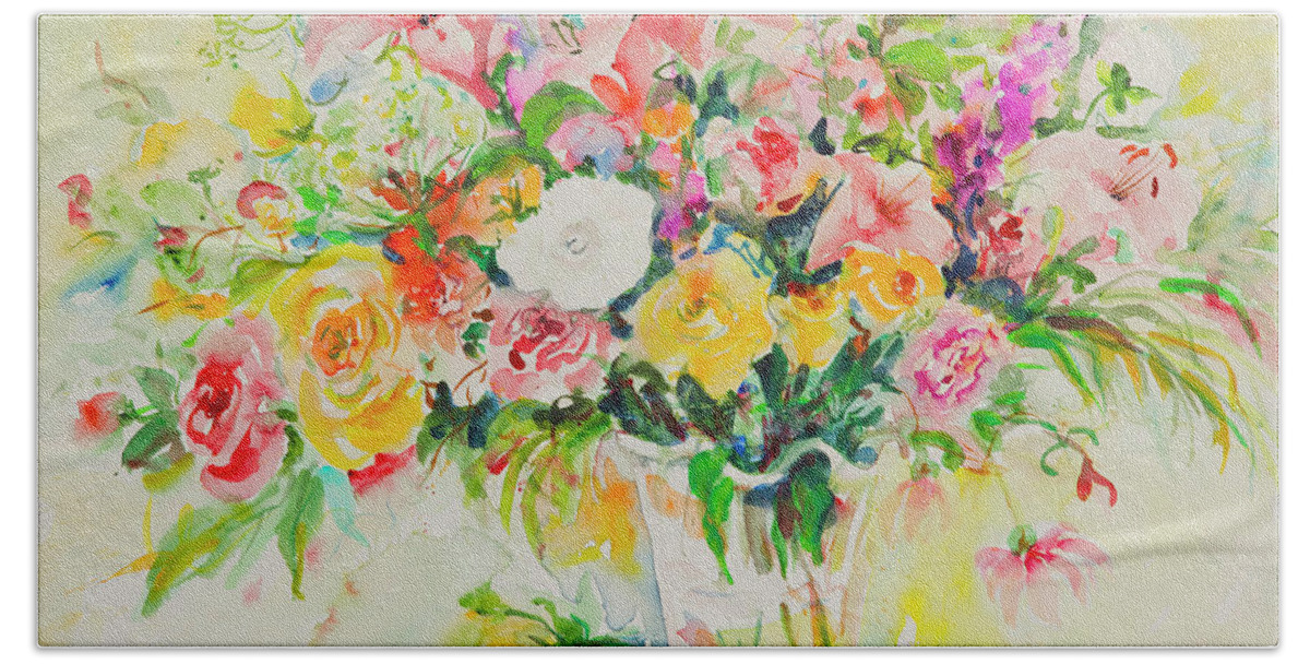 Flowers Bath Towel featuring the painting Watercolor Series 169 by Ingrid Dohm