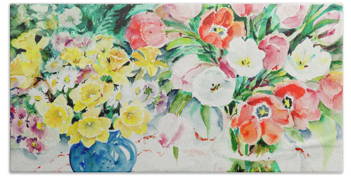 Flowers Hand Towel featuring the painting Watercolor Series 170 by Ingrid Dohm