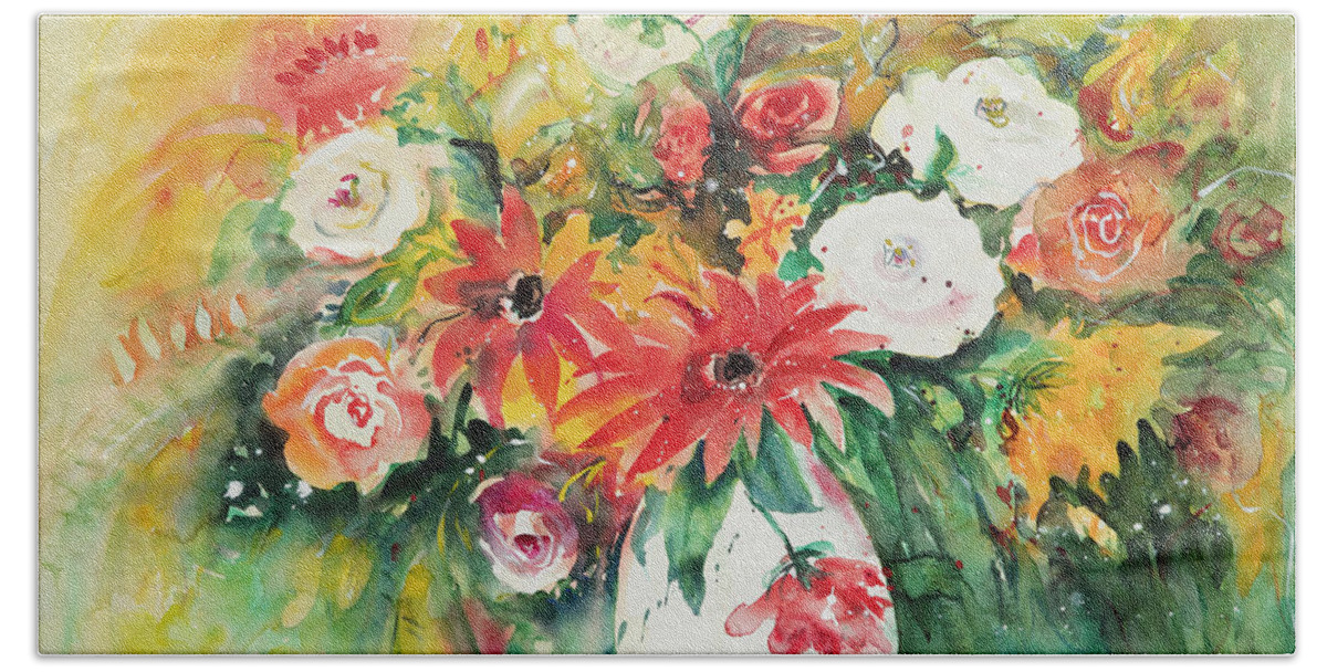 Flowers Hand Towel featuring the painting Watercolor Series 77 by Ingrid Dohm