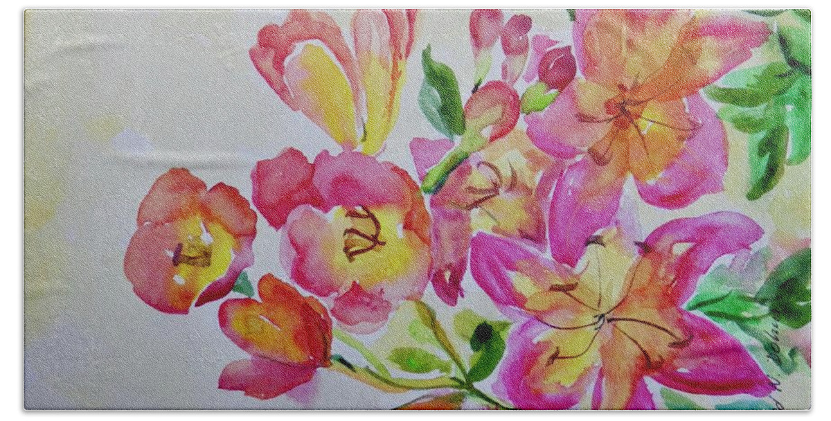 Flowers Hand Towel featuring the painting Watercolor Series No. 225 by Ingrid Dohm