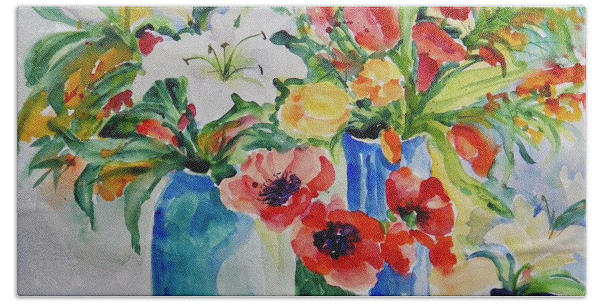 Flowers Bath Towel featuring the painting Watercolor Series No. 256 by Ingrid Dohm