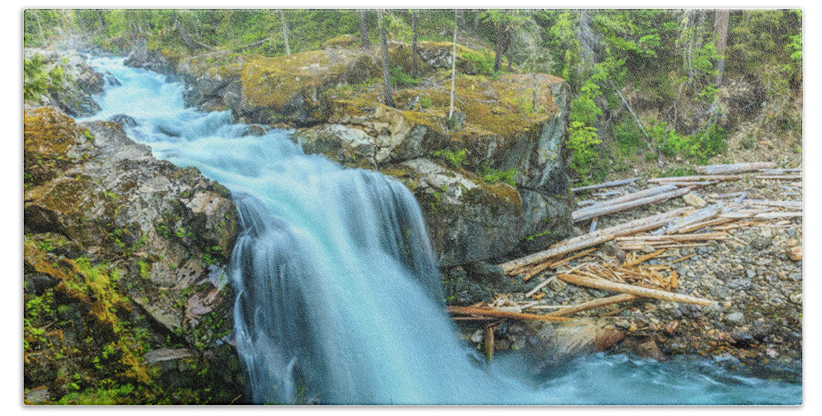 Waterfall Hand Towel featuring the photograph Waterfall at Rainier by Mark Joseph