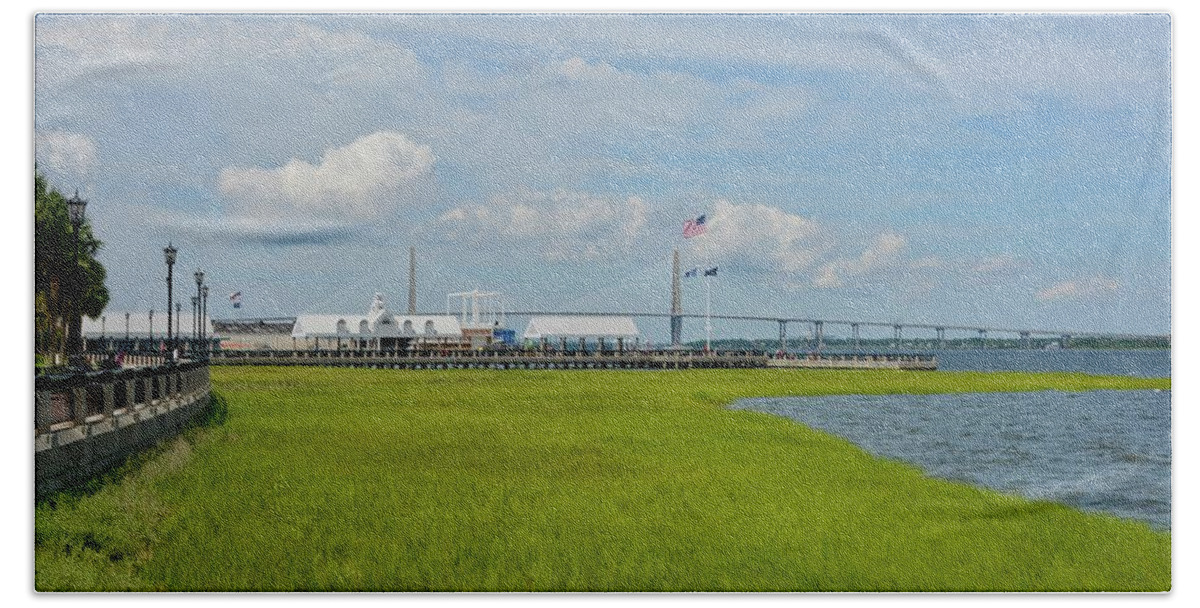 Charleston Hand Towel featuring the photograph Waterfront Park Charleston by Greg Joens