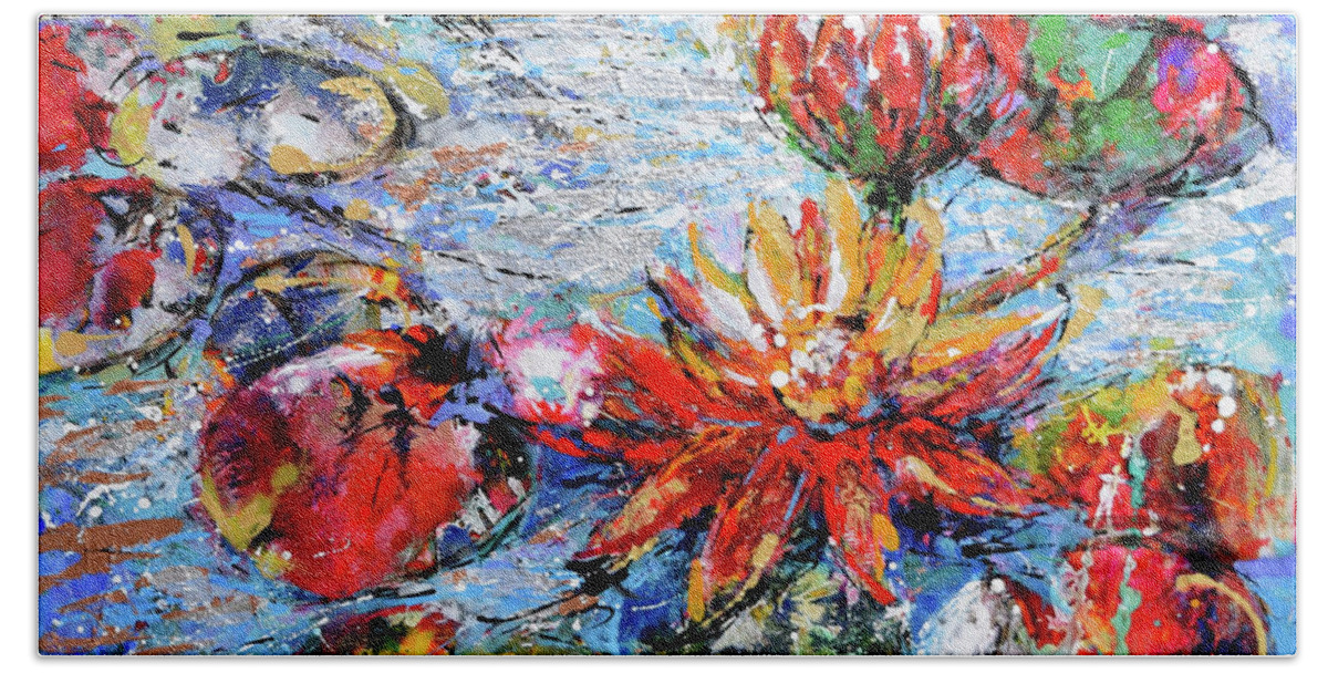  Bath Towel featuring the painting Waterlilly by Jyotika Shroff