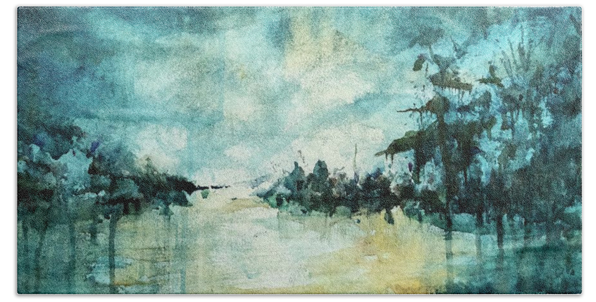 Watercolor Hand Towel featuring the painting Watery SinkHole by Francelle Theriot