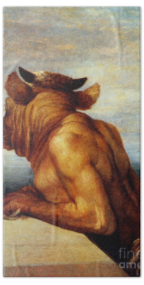 Aod Bath Towel featuring the painting Watts: The Minotaur by Granger