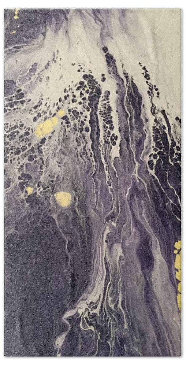 Abstract Hand Towel featuring the painting Wave by Soraya Silvestri