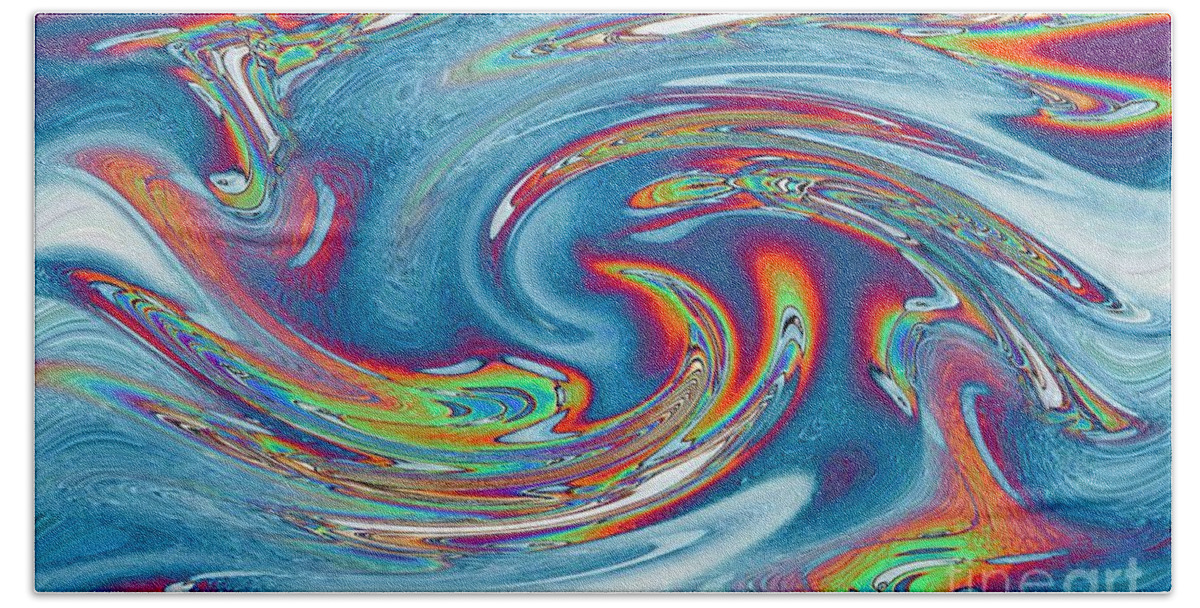 Hand Towel featuring the digital art Waves of rainbow by Gerald Kloss