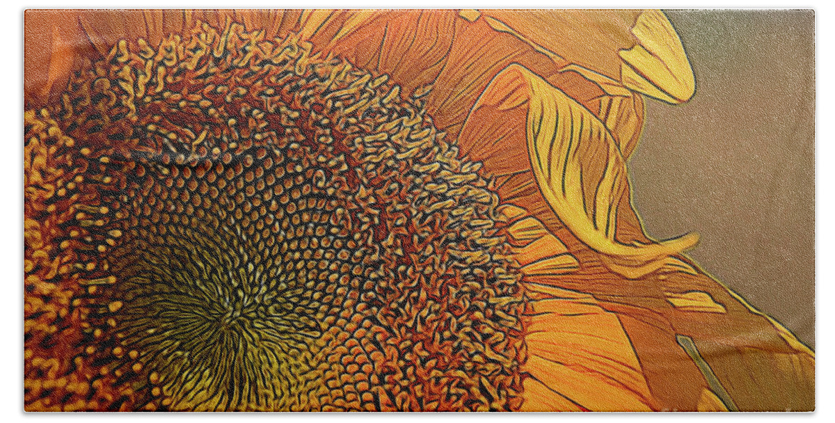 Painting Bath Towel featuring the painting Waving Sun Petals by Janice Pariza