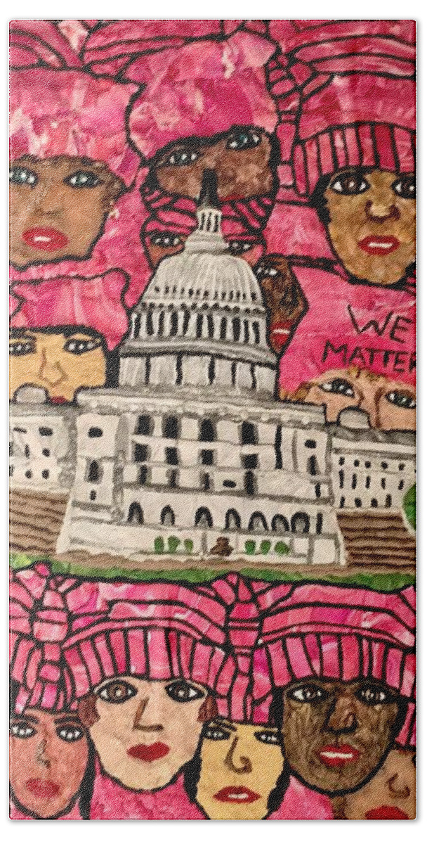 Polymer Clay Hand Towel featuring the mixed media We Matter by Deborah Stanley