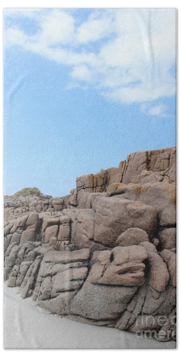 Rock Texture Bath Towel featuring the photograph Weather Beaten Carrickfinn Donegal Ireland by Eddie Barron