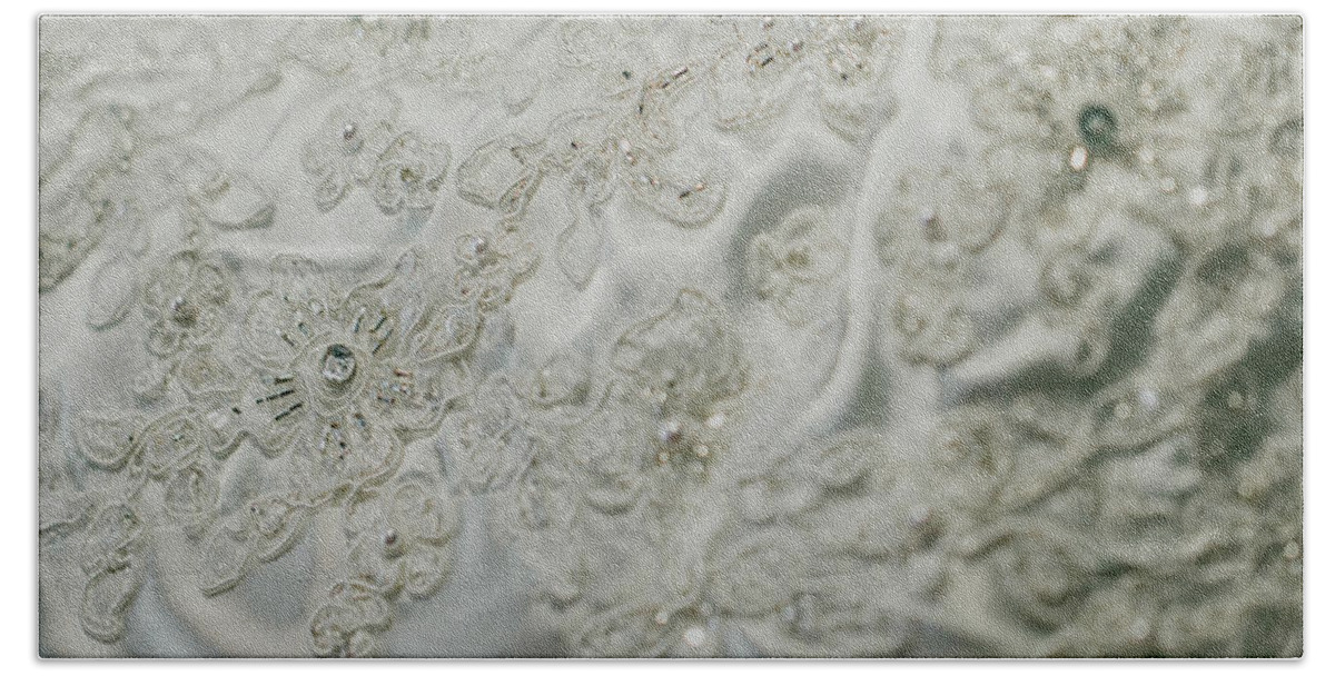 Amber Hand Towel featuring the photograph Wedding Dress Floral Beadwork by Amber Flowers