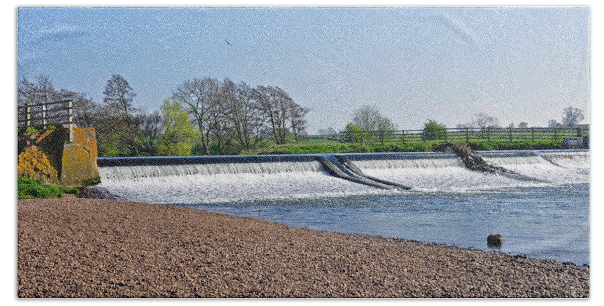 Europe Hand Towel featuring the photograph Weir on the River Dove near Tutbury by Rod Johnson