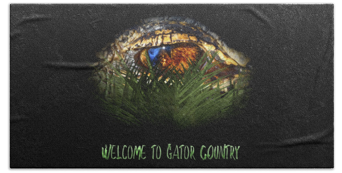 Alligator Hand Towel featuring the photograph Welcome to Gator Country Design by Mark Andrew Thomas