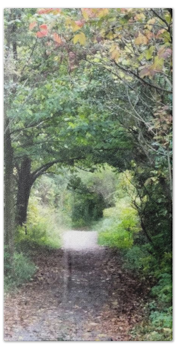 Path Bath Towel featuring the photograph Welcome to the Wooded Path by Vic Ritchey