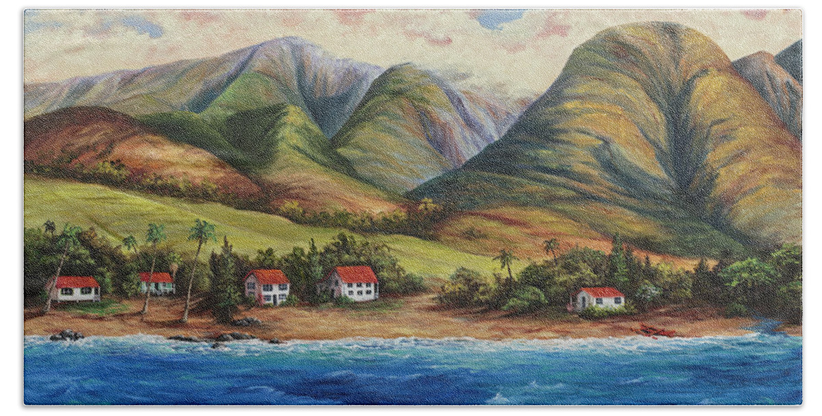 Darice Hand Towel featuring the painting West Maui Living by Darice Machel McGuire