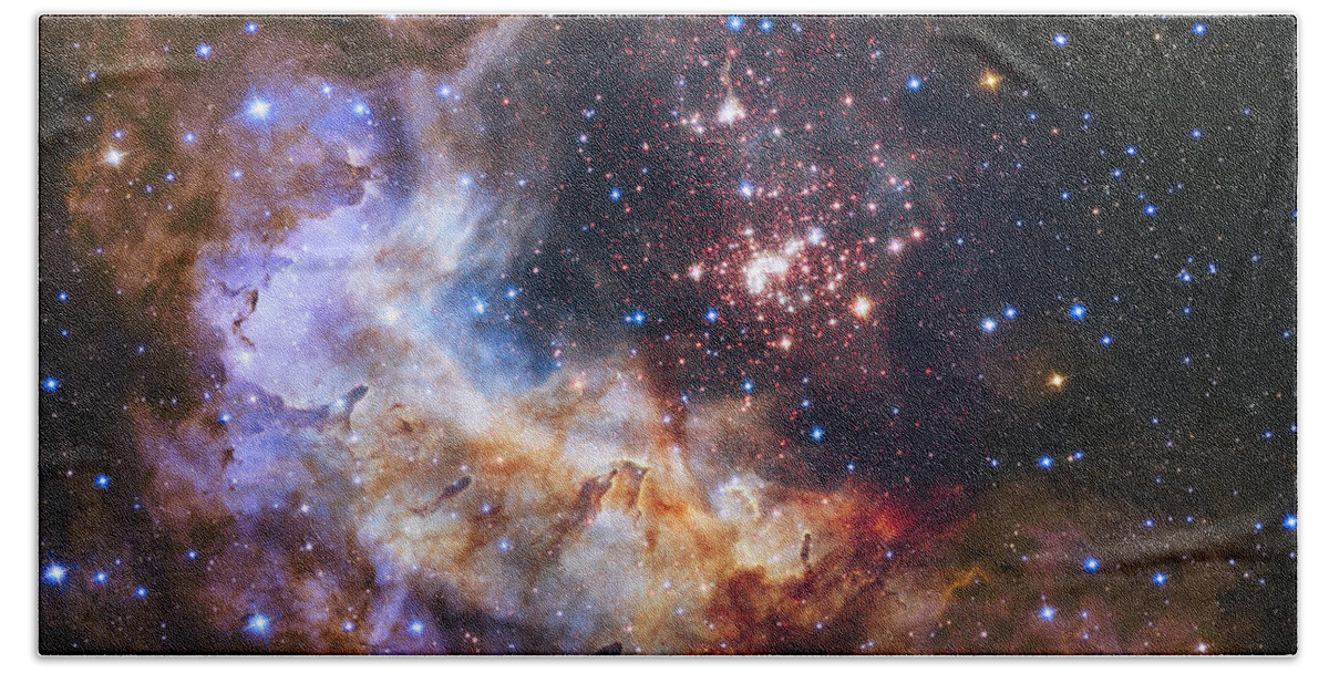3scape Hand Towel featuring the photograph Westerlund 2 - Hubble 25th Anniversary Image by Adam Romanowicz