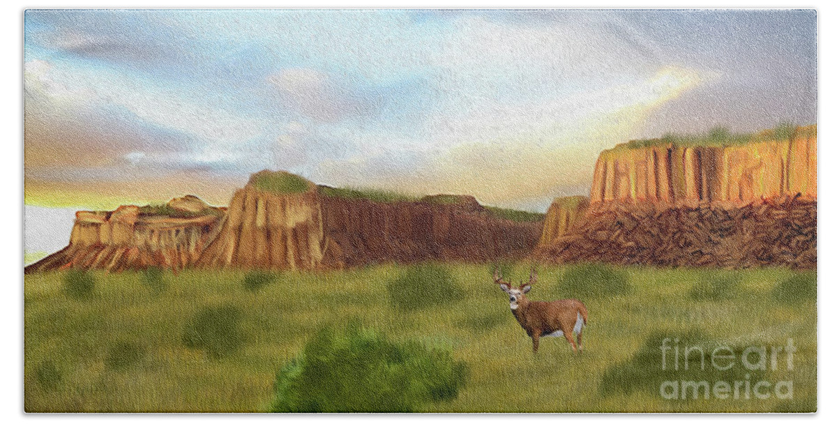Deer Hand Towel featuring the digital art Western Whitetail Deer by Walter Colvin