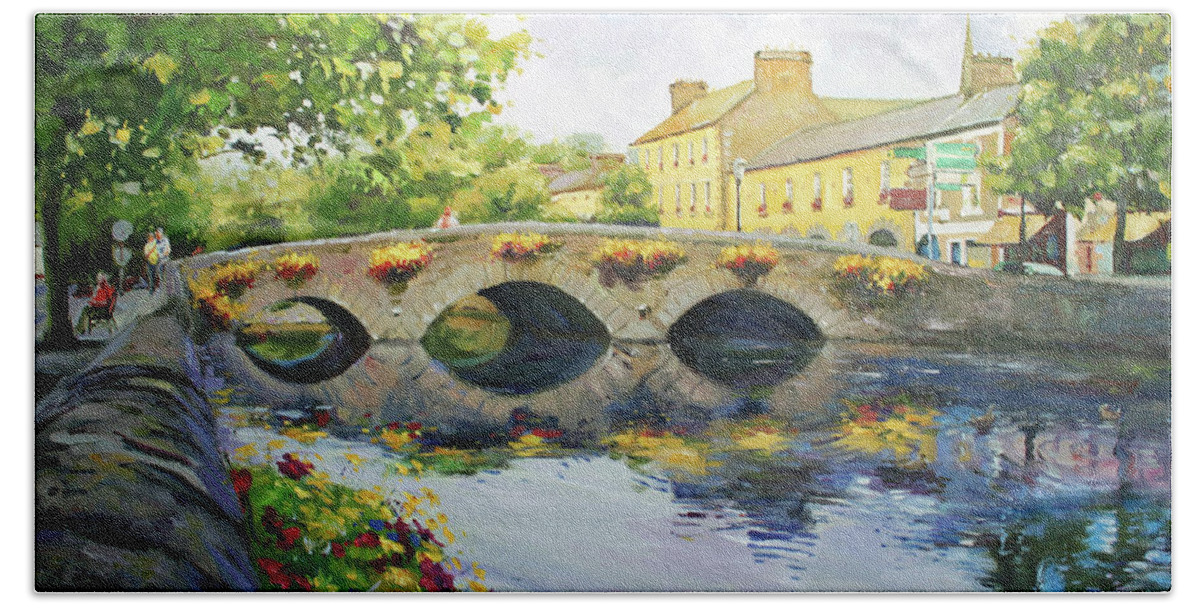 Westport County Mayo Hand Towel featuring the painting Westport Bridge County Mayo by Conor McGuire