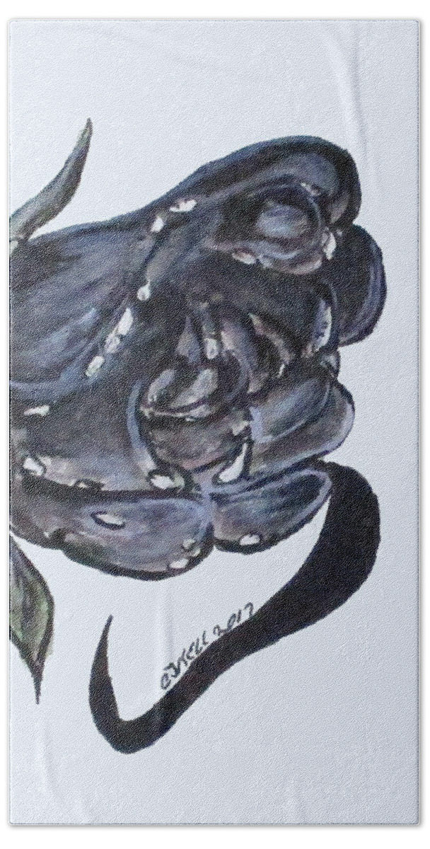 Roses Hand Towel featuring the painting Wet Charcoal Rose by Clyde J Kell