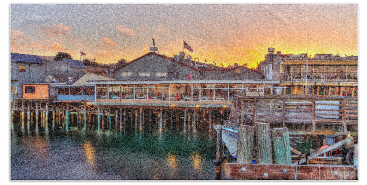 Monterey Hand Towel featuring the photograph Wharf Dining by Derek Dean