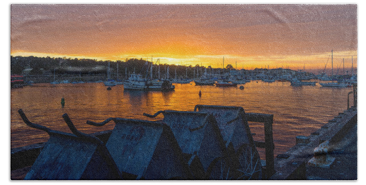 Monterey Bath Towel featuring the photograph Wharf Sunset by Derek Dean