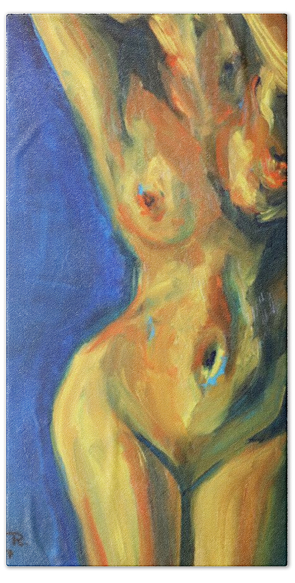 Woman Bath Towel featuring the painting What were you dreaming? by Christel Roelandt