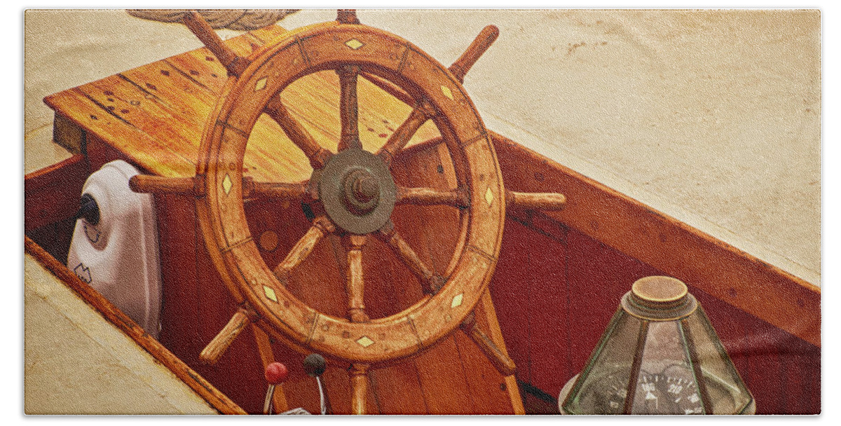 Wheel Bath Towel featuring the photograph Wheel and Compass 2 by Mick Burkey