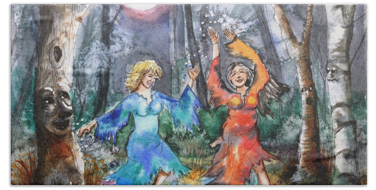 Pallinghamcarlson Hand Towel featuring the painting When Middle Aged Fairies.. by Patricia Allingham Carlson