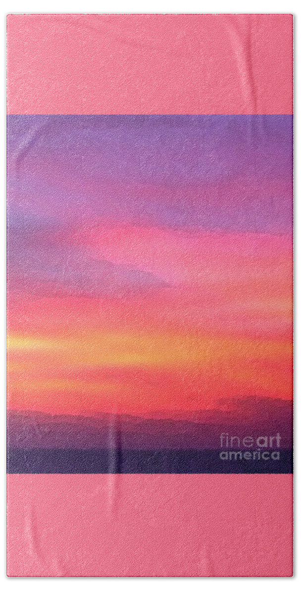 Sundown Hand Towel featuring the photograph When the deep purple falls sunset by Barbie Corbett-Newmin