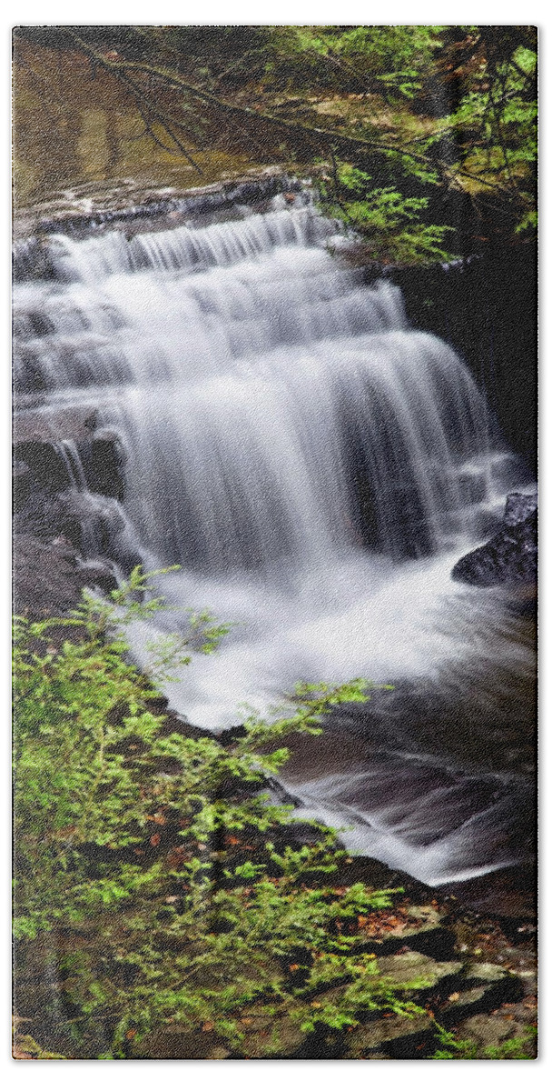 Waterfall Bath Towel featuring the photograph Cascading Waterfall by Christina Rollo