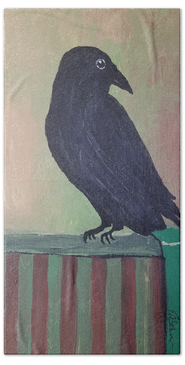 Crow Hand Towel featuring the painting Which Way by Elise Boam
