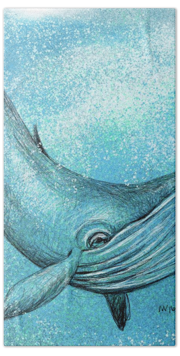 Whale Hand Towel featuring the digital art Whimsical Whale by AnneMarie Welsh