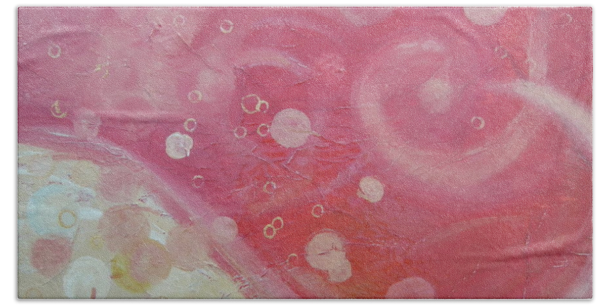 Pink Bath Towel featuring the painting Whimsy by Kristen Abrahamson