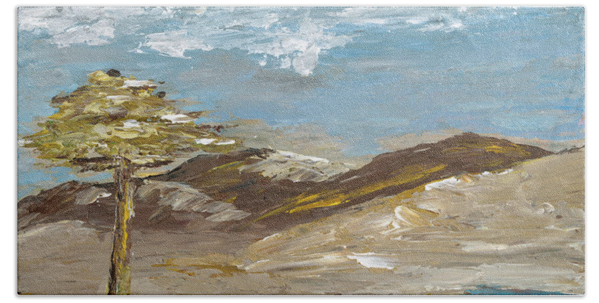 Oregon Coast Bath Towel featuring the painting Whispering Dunes by Ovidiu Ervin Gruia