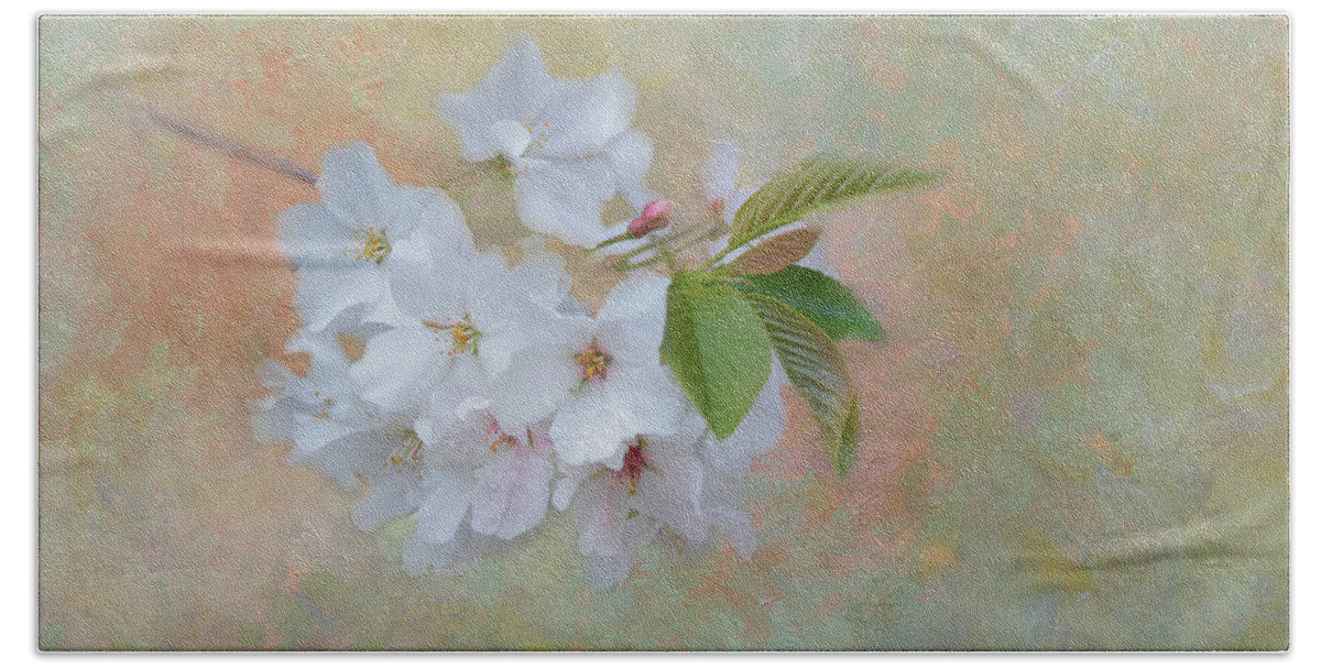 Cherry Blossom Bath Towel featuring the photograph Whispers of Spring by Kim Hojnacki