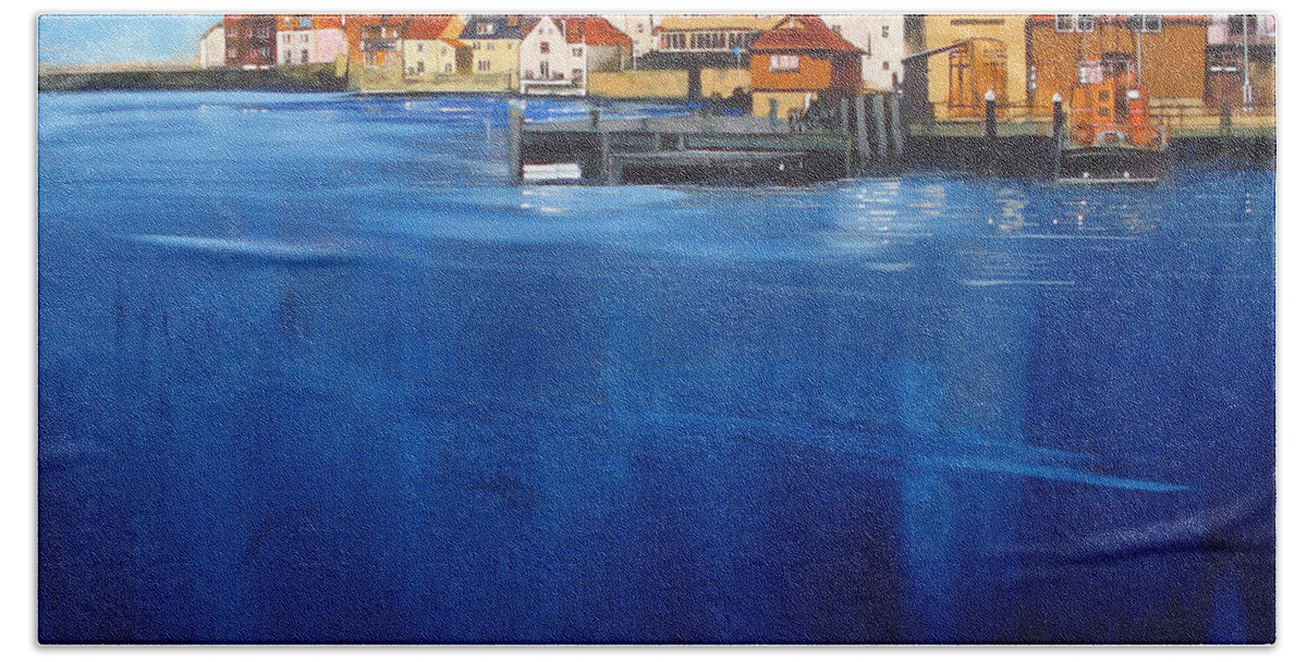 Art Bath Towel featuring the painting Whitby High Tide by Neil McBride