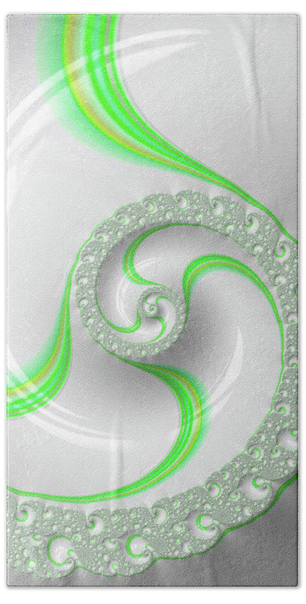 White Bath Towel featuring the photograph White and green spiral elegant and minimalist by Matthias Hauser