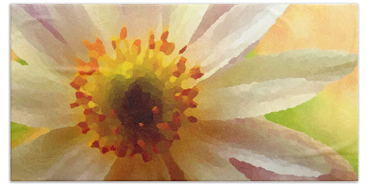 Botanical Bath Towel featuring the digital art White Anemone Flower by Shelli Fitzpatrick