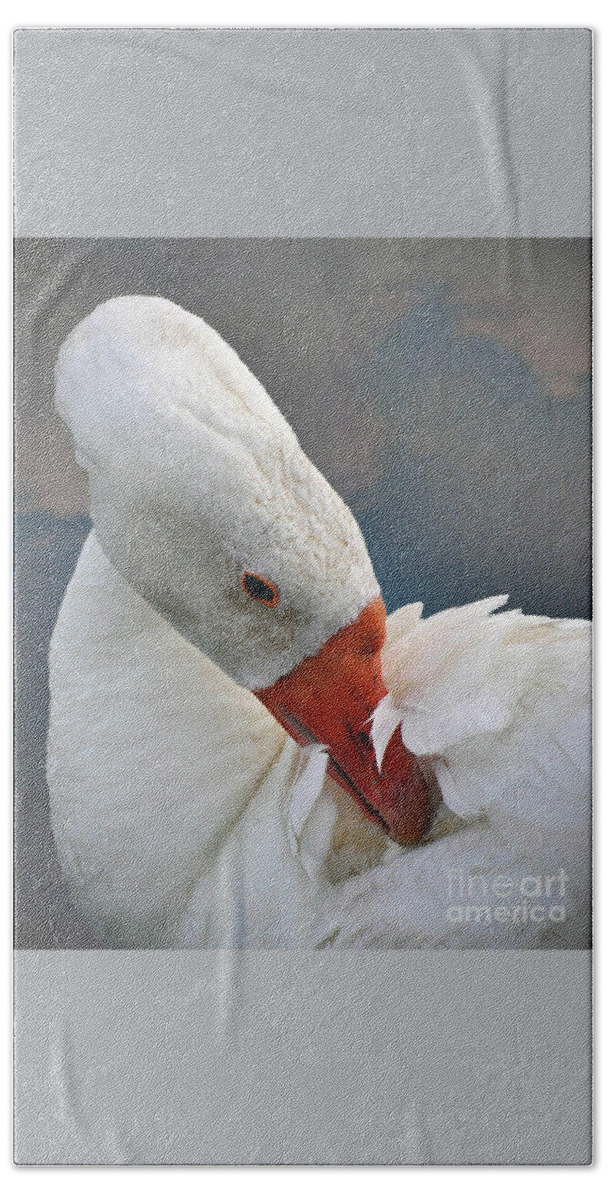  White Goose Bath Towel featuring the photograph White Goose by Savannah Gibbs