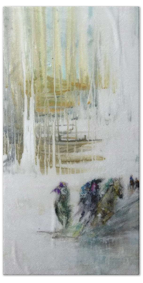  Bath Towel featuring the painting White by Heather Roddy