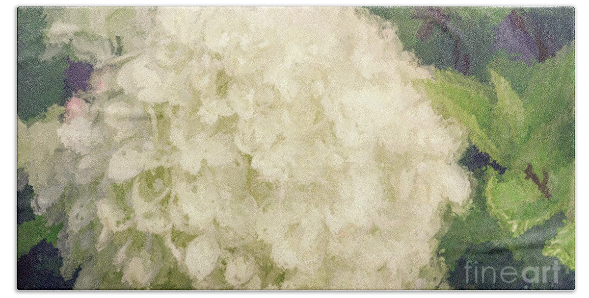 Flower Bath Towel featuring the photograph White Hydrangeas - Bring on Spring Series by Andrea Anderegg