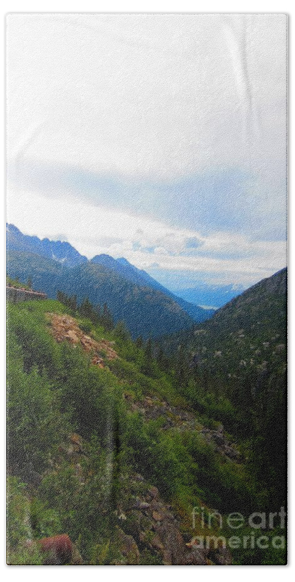 White Pass Rail Road Hand Towel featuring the photograph White Pass Rail Road by Laurianna Taylor