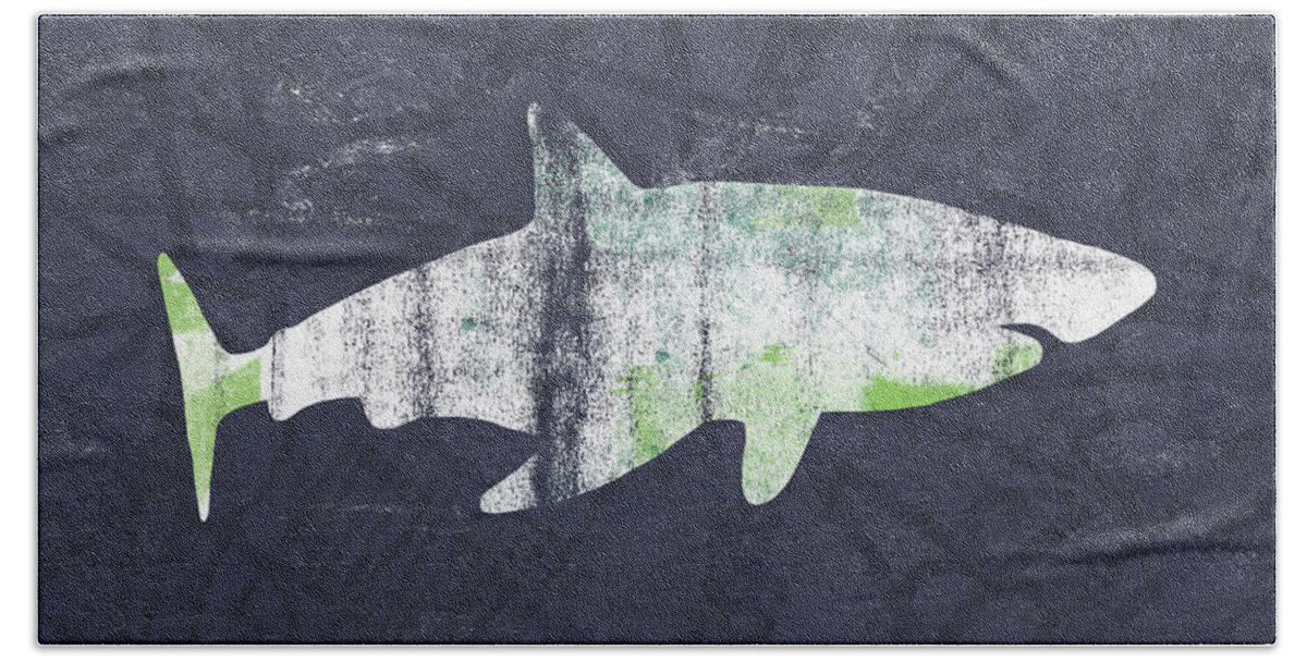 Shark Bath Sheet featuring the painting White Shark- Art by Linda Woods by Linda Woods